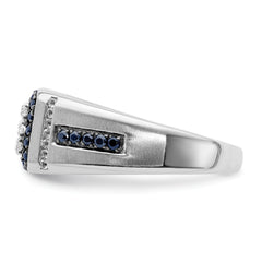 10k White Gold 3/8 carat Lab Grown Diamond VS/SI+ G+ and Lab Created Blue Sapphire Men's Ring