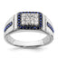 Men's Lab-Grown Diamond & Lab-Created Blue Sapphire Ring in 10K White Gold (3/8 ct. tw.), Size 10 - Sophia Jewelers