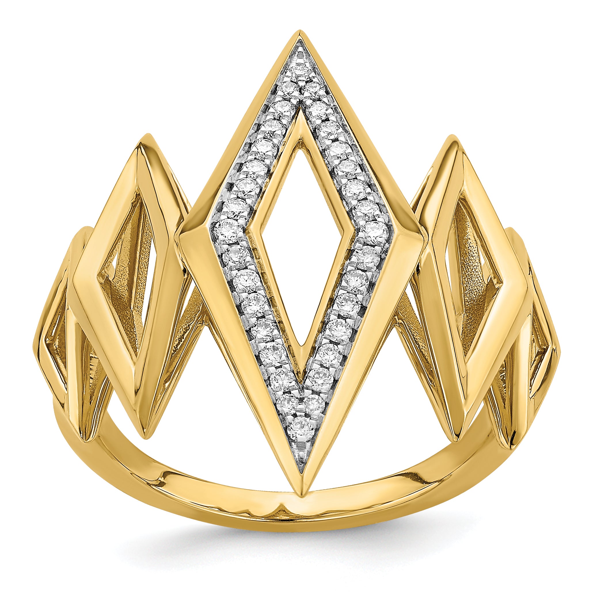 14k Polished Fancy Geometric Diamond Ring