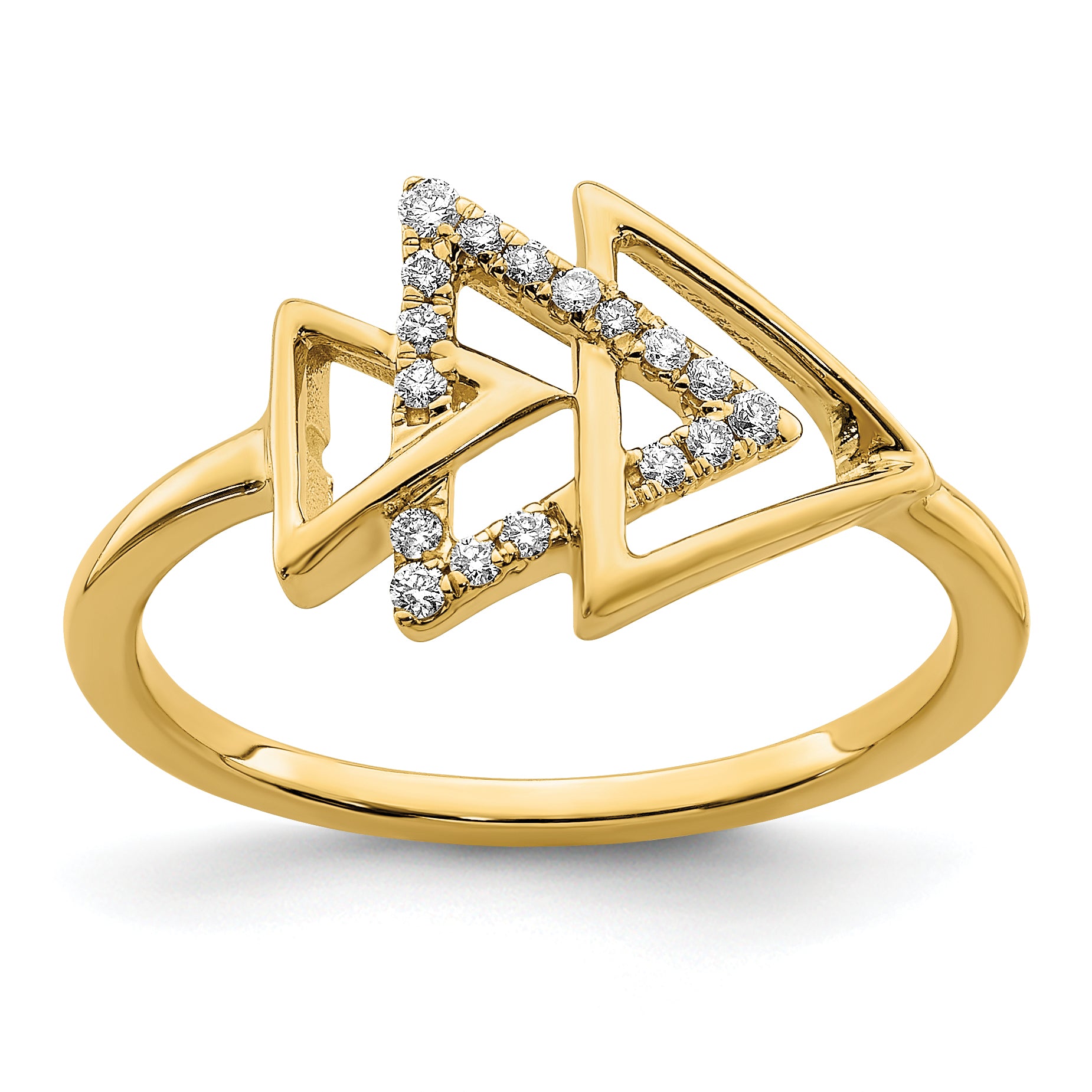 14k Polished Triple Triangle Diamond Ring