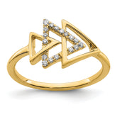 14k Polished Triple Triangle Diamond Ring