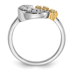 14k Two-tone Diamond Moon w/3-Stars Ring