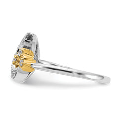 14k Two-tone Diamond Moon w/3-Stars Ring