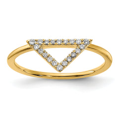14k Polished Diamond Triangle Ring