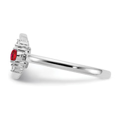 14k White Polished Diamond and Ruby Circle Ring