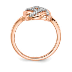 14k Rose Gold Polished Diamond Love Knot Ring