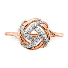 14k Rose Gold Polished Diamond Love Knot Ring