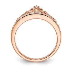 14k Rose Gold Polished Diamond Tiara Ring
