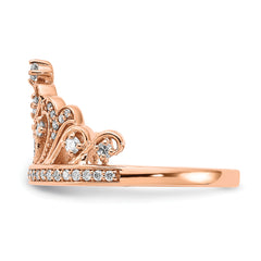 14k Rose Gold Polished Diamond Tiara Ring