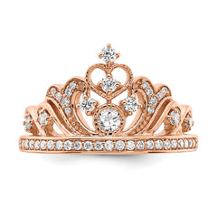 14k Rose Gold Polished Diamond Tiara Ring