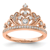 14k Rose Gold Polished Diamond Tiara Ring
