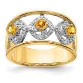 14k Polished Diamond and Citrine Squares Ring