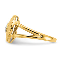 14k Satin Diamond Flower Ring