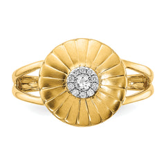14k Satin Diamond Flower Ring