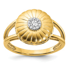 14k Satin Diamond Flower Ring