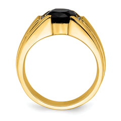 14k Onyx and Diamond Mens Ring