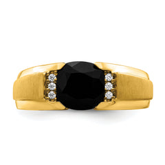 14k Onyx and Diamond Mens Ring