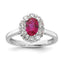 Oval Lab-Created Ruby & Lab-Grown Diamond Halo Ring in 14K White Gold (5/8 ct. tw.), Size 7 - Sophia Jewelers