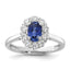 Oval Lab-Grown Diamond & Lab-Created Blue Sapphire Halo Ring in 10K White Gold (5/8 ct. tw.), Size 7 - Sophia Jewelers