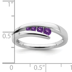 14k White Gold Amethyst 4-stone Ring