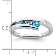 14k White Gold Blue Topaz 4-stone Ring