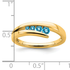 14k Blue Topaz 4-stone Ring