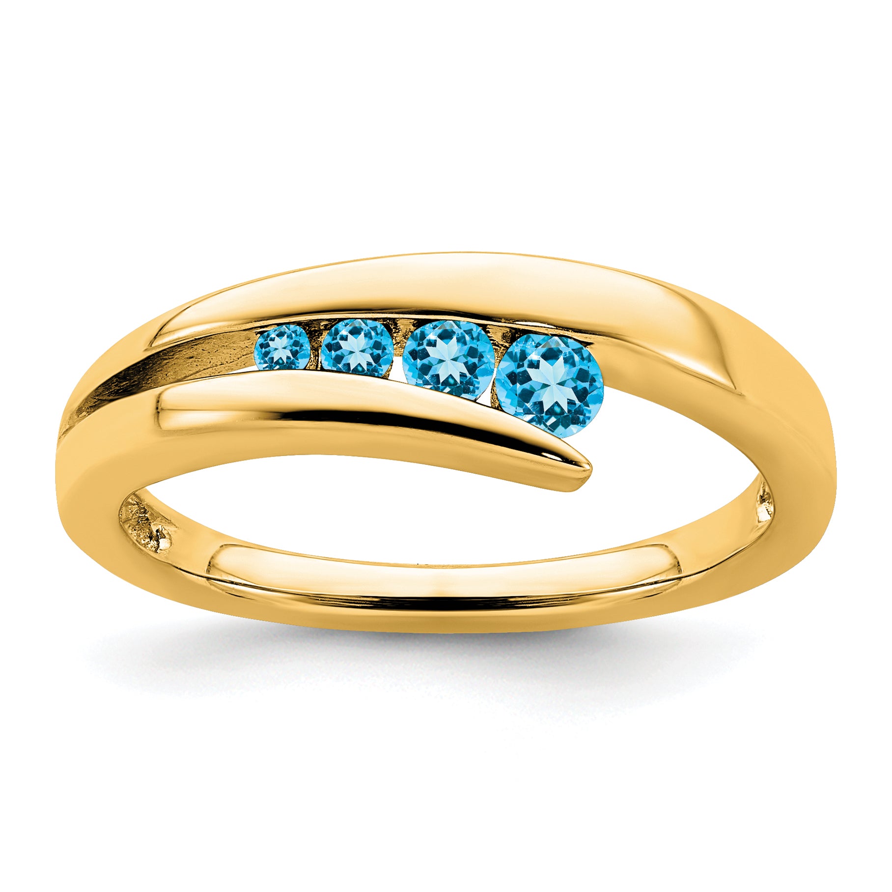 14k Blue Topaz 4-stone Ring