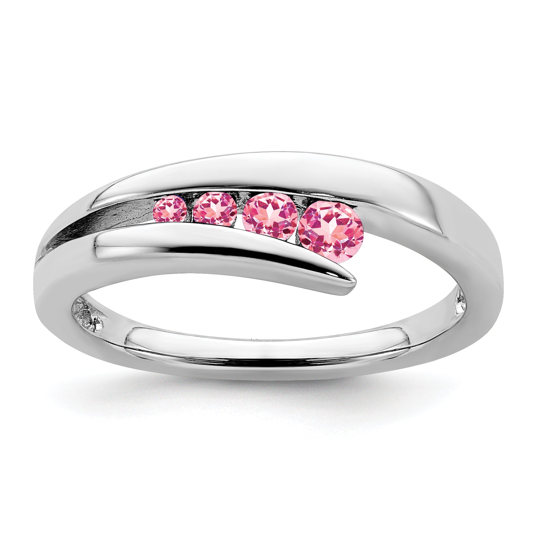 14k White Gold Pink Tourmaline 4-stone Ring