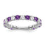 14k White Gold Amethyst and Diamond Band