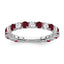 14k White Gold Created Ruby and Diamond Band