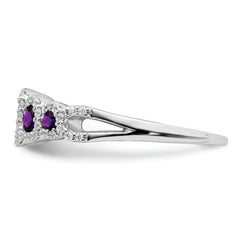 14k White Gold Amethyst and Diamond Ring
