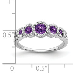 14k White Gold Amethyst and Diamond Ring