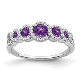 14k White Gold Amethyst and Diamond Ring