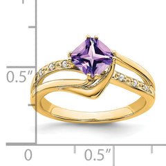 14k Amethyst and Diamond Ring