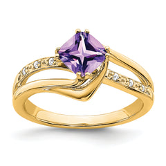 14k Amethyst and Diamond Ring
