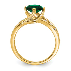 14k Created Emerald and Diamond Ring