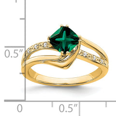 14k Created Emerald and Diamond Ring