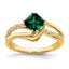 14k Created Emerald and Diamond Ring