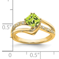 14k Peridot and Diamond Ring