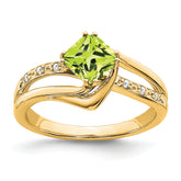 14k Peridot and Diamond Ring