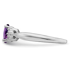 14k White Gold Amethyst and Diamond Ring