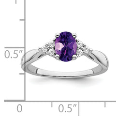 14k White Gold Amethyst and Diamond Ring