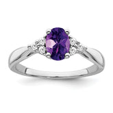 14k White Gold Amethyst and Diamond Ring