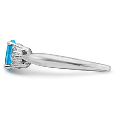 14k White Gold Blue Topaz and Diamond Ring