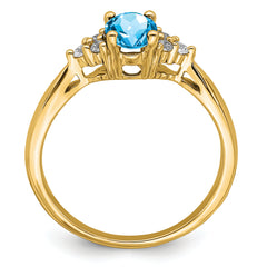 14k Blue Topaz and Diamond Ring