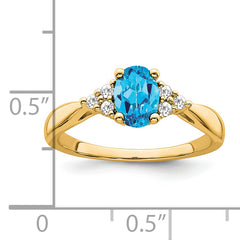 14k Blue Topaz and Diamond Ring