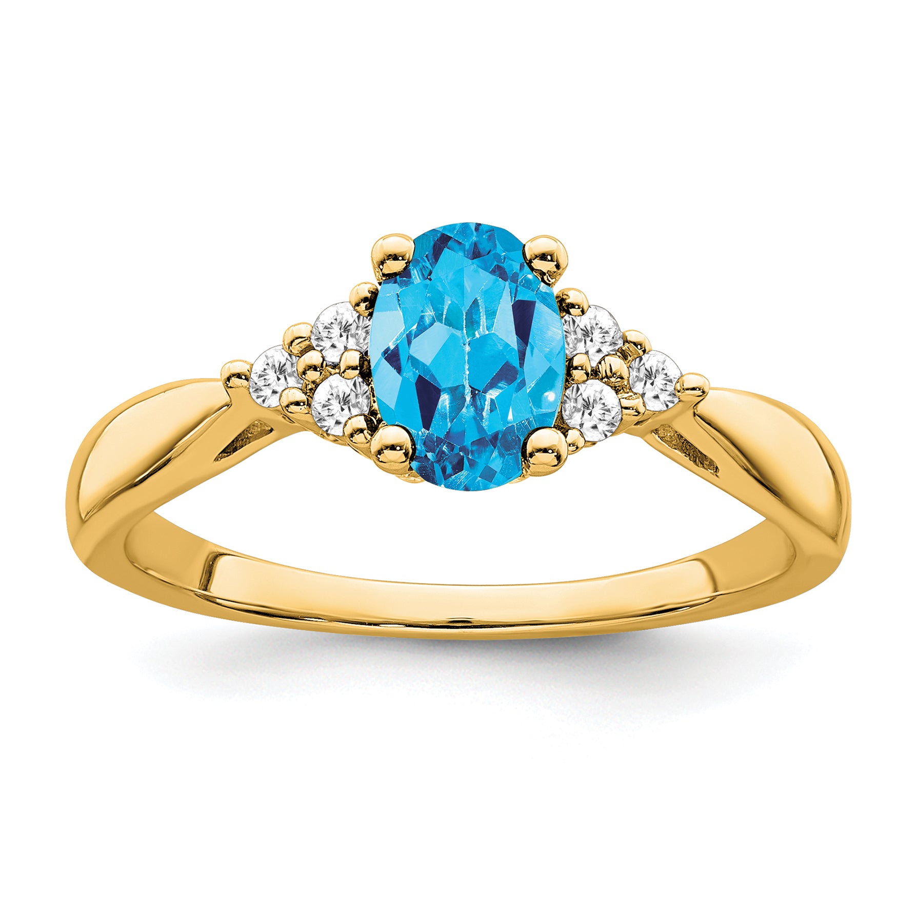 14k Blue Topaz and Diamond Ring
