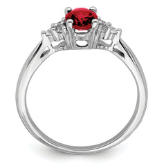 14k White Gold Created Ruby and Diamond Ring