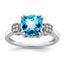 14k White Gold Blue Topaz and Diamond Ring