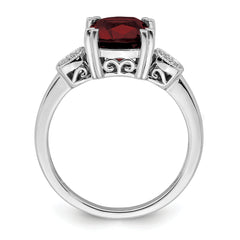 14k White Gold Garnet and Diamond Ring